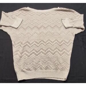 Express Women's tan/‎ Gold  Chevron Pattern Short Sleeve Sweater sz. S/P